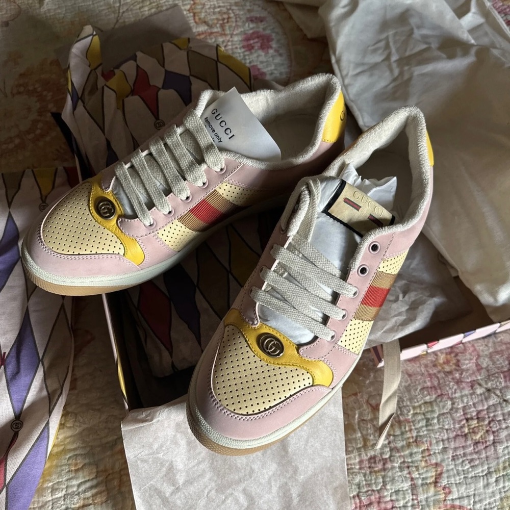 Gucci Lovelight Screener sneakers sz W11 M9.5 EU42 New in box pink leather